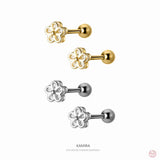 925 Silver Zircon Flowers Stud Earrings For Women