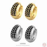 925 Silver Half Zircon Crystals Hoop Earrings For Women Girls