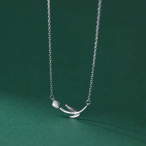 925 Sterling Silver Tulip Necklace for Women Sweet Collarbone Chain