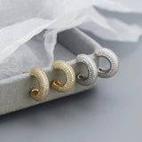 925 Silver C-shaped Earrings with Zirconia for Women Wedding