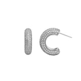 925 Silver C-shaped Earrings with Zirconia for Women Wedding