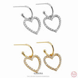 925 Silver Heart Drop Earrings Piercing Dangle Jewelry