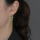 925 Silver Heart Drop Earrings Piercing Dangle Jewelry