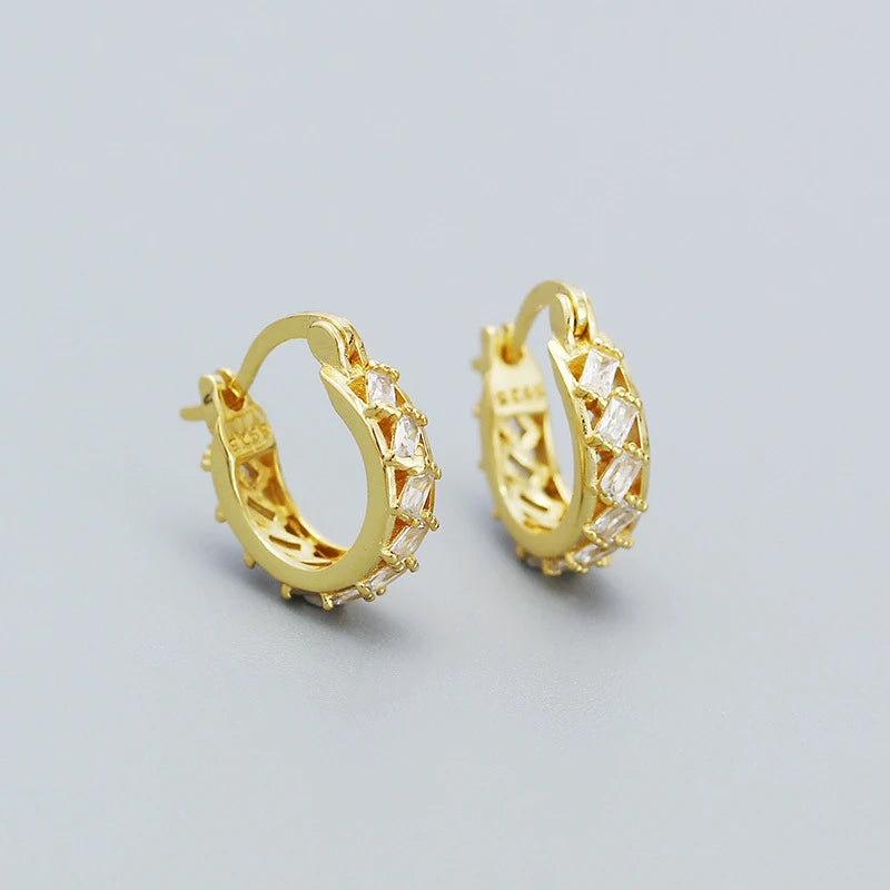 925 Silver Colorful Zircon Geometric Earrings for Women