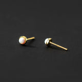 925 Sterling Silver Opal Stud Earrings Mini Crystal Jewelry for Women