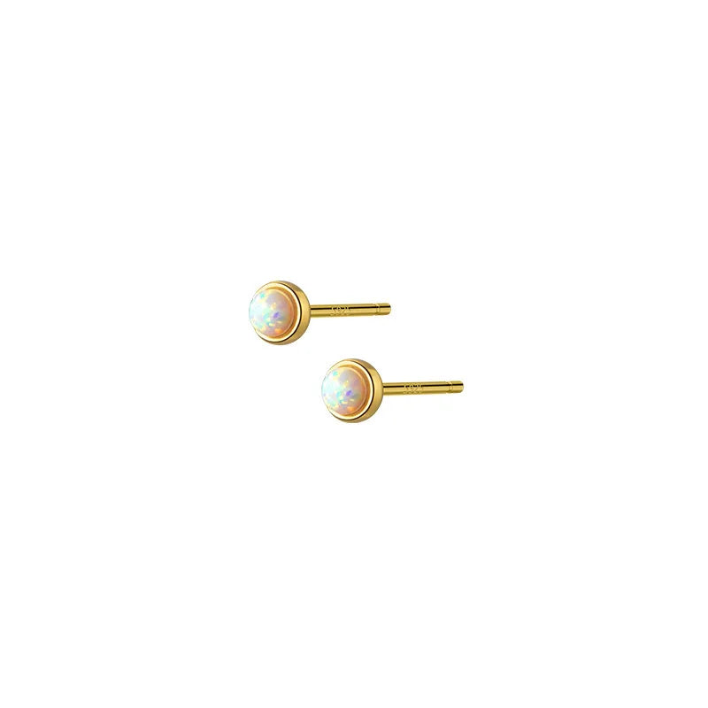 925 Sterling Silver Opal Stud Earrings Mini Crystal Jewelry for Women