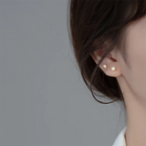 925 Sterling Silver Opal Stud Earrings Mini Crystal Jewelry for Women