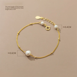 925 Silver Baroque Pearl Chain Bracelet for Women Party