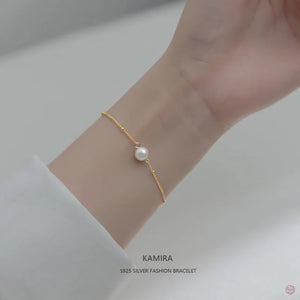 925 Silver Baroque Pearl Chain Bracelet for Women Party