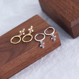 925 Silver Cuban Cross Zircon Huggie Stud Earrings - Women's Charms Jewelry