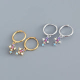 925 Silver Cuban Cross Zircon Huggie Stud Earrings - Women's Charms Jewelry
