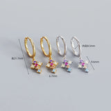 925 Silver Cuban Cross Zircon Huggie Stud Earrings - Women's Charms Jewelry