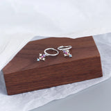 925 Silver Cuban Cross Zircon Huggie Stud Earrings - Women's Charms Jewelry