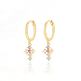 925 Silver Cuban Cross Zircon Huggie Stud Earrings - Women's Charms Jewelry
