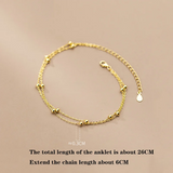 925 Silver Cuban Double Bead Anklet Wedding Jewelry