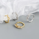 925 Silver Stone Round Hoop Earrings Gothic Style