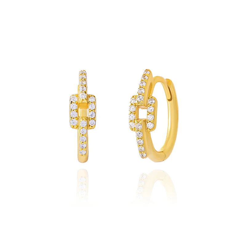 925 Silver Stone Round Hoop Earrings Gothic Style