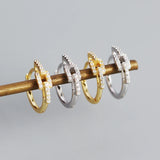 925 Silver Stone Round Hoop Earrings Gothic Style