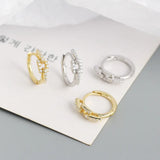 925 Silver Stone Round Hoop Earrings Gothic Style