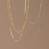 925 Silver Double Collarbone Chain Necklace for Women