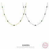 925 Sterling Silver Green Zircon Necklace for Women Collarbone Part
