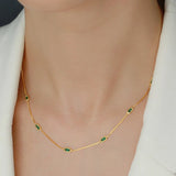 925 Sterling Silver Green Zircon Necklace for Women Collarbone Part