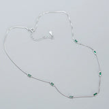 925 Sterling Silver Green Zircon Necklace for Women Collarbone Part
