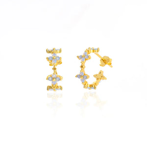 925 Sterling Silver Romantic Flower Zircon Stud Earrings