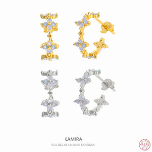 925 Sterling Silver Romantic Flower Zircon Stud Earrings