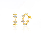 925 Sterling Silver Romantic Flower Zircon Stud Earrings