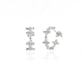 925 Sterling Silver Romantic Flower Zircon Stud Earrings