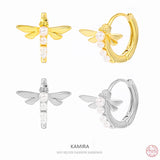 925 Silver Dragonfly Pearl Hoop Earrings Wedding Jewelry