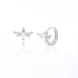 925 Silver Dragonfly Pearl Hoop Earrings Wedding Jewelry