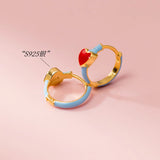 925 Silver Heart Hoop Earrings Women Pierced Sweet Love Girl Jewelry