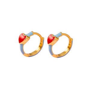 925 Silver Heart Hoop Earrings Women Pierced Sweet Love Girl Jewelry