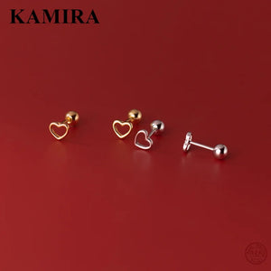 925 Silver Love Heart Stud Earrings for Women Party Jewelry