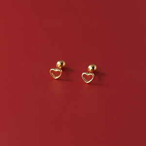 925 Silver Love Heart Stud Earrings for Women Party Jewelry
