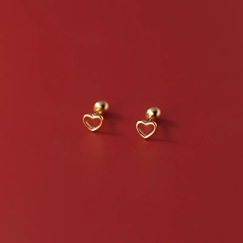 925 Silver Love Heart Stud Earrings for Women Party Jewelry