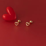 925 Silver Love Heart Stud Earrings for Women Party Jewelry