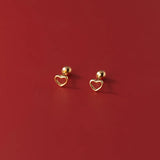 925 Silver Love Heart Stud Earrings for Women Party Jewelry