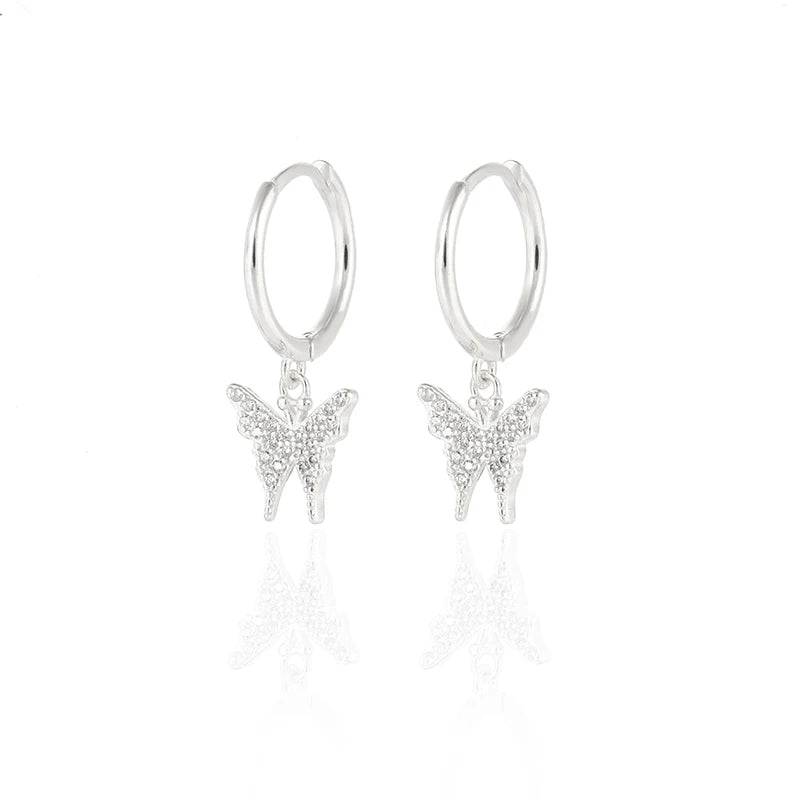 925 Sterling Silver Butterfly Drop Earrings for Wedding