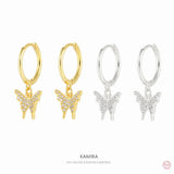 925 Sterling Silver Butterfly Drop Earrings for Wedding
