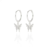 925 Sterling Silver Butterfly Drop Earrings for Wedding