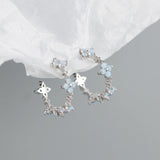 925 Silver Flower Stud Earrings for Women Girl Party Jewelry