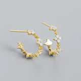 925 Silver Flower Stud Earrings for Women Girl Party Jewelry