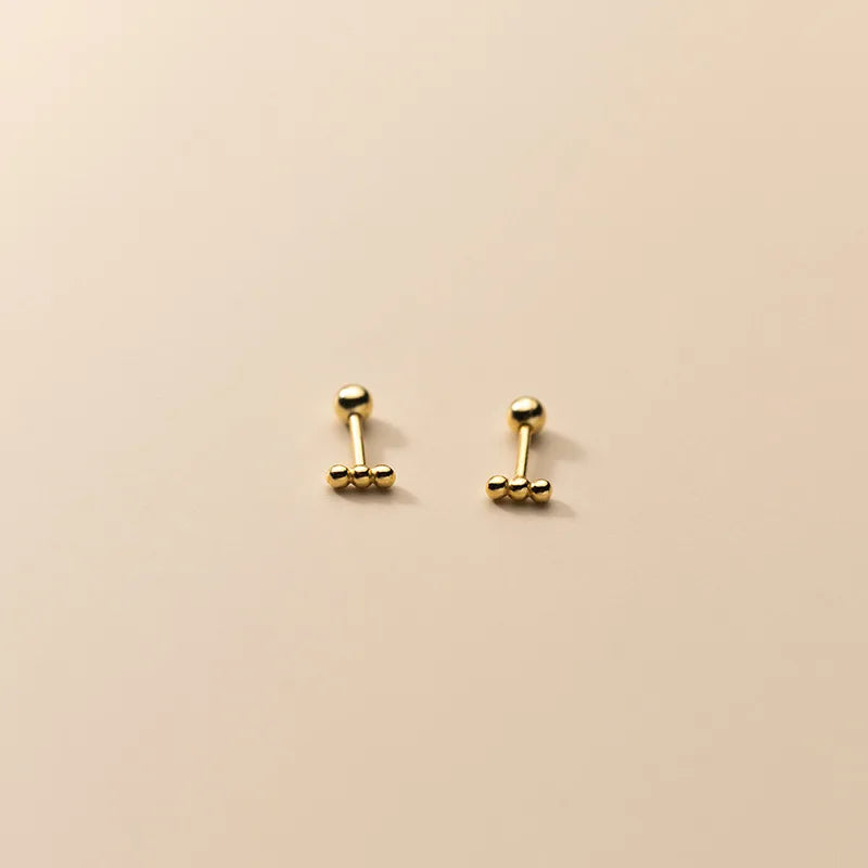 925 Silver Bean Bead Stud Earrings for Women Teen Party