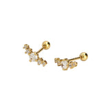 925 Silver Zircon Spiral Bead Earrings Party Jewelry