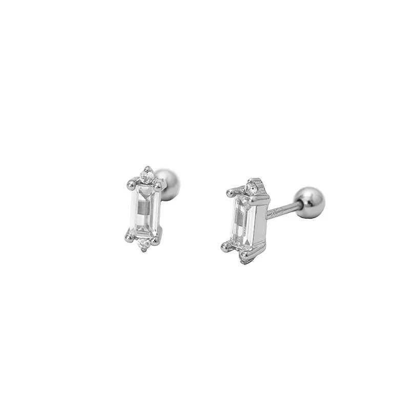925 Silver Zircon Spiral Bead Earrings Party Jewelry