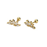 925 Silver Zircon Spiral Bead Earrings Party Jewelry
