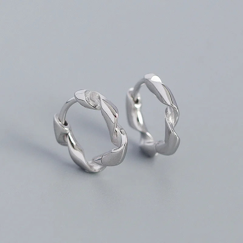 Vintage Geometric Twist Huggie Round Hoop Earrings